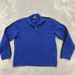 Polo Ralph Lauren Sweater Mens Size Medium Blue Estate Rib Pullover 1/4 Zip